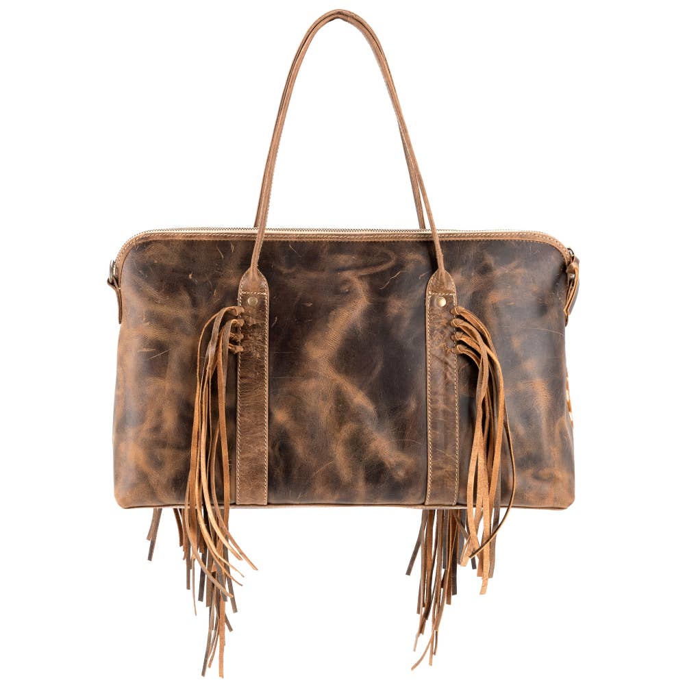 Full Grain Leather & Cowhide Weekender - Women's - Deer Print