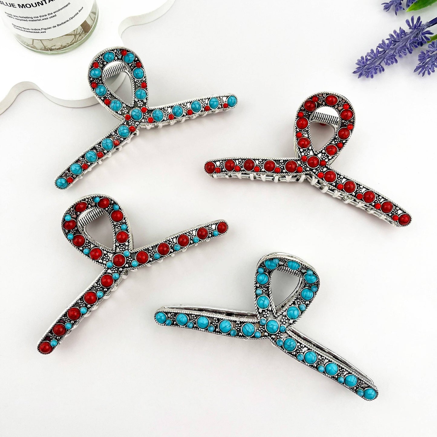 mildstyles - Vintage Fashion Agate Metal Hair Claw Clip - Blue