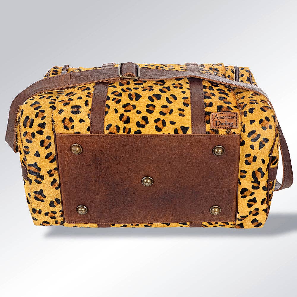 American Darling Duffel Bag - Handcrafted Hair-On Cowhide & Genuine Leather Travel Bag - ADBG254CHE