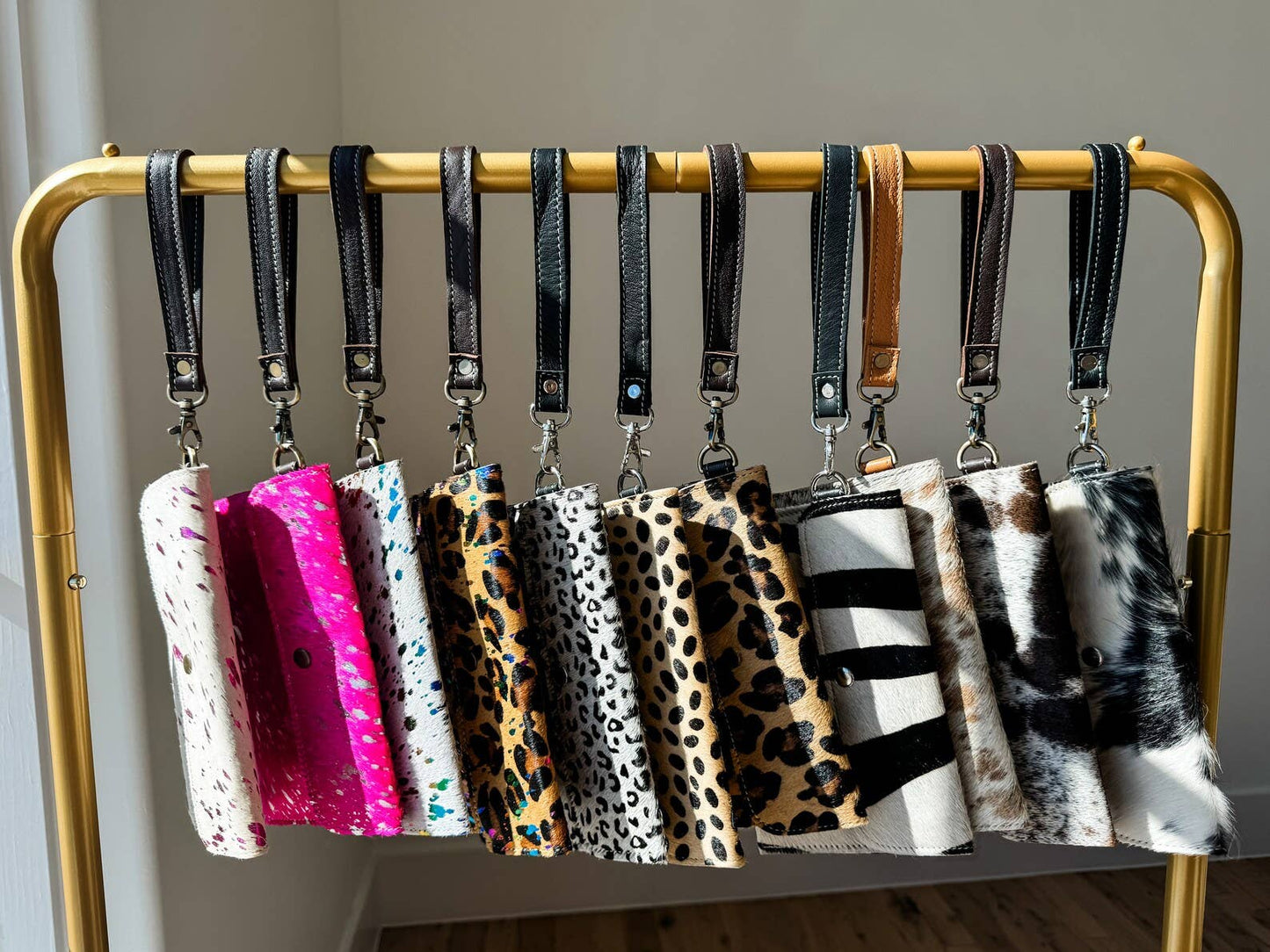 Boho Ranch Shop - Cowhide Wristlet Wallet Western Genuine HairOn Cowhide Bag - ZEBRA