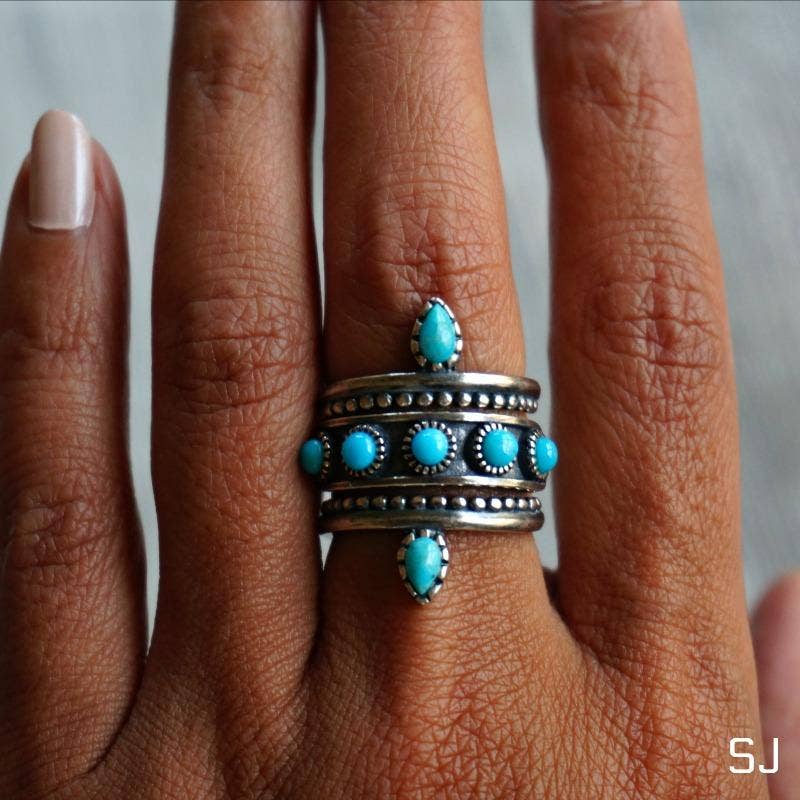 Sowell Jewelry - Hachi Turquoise Ring Band - Adjustable