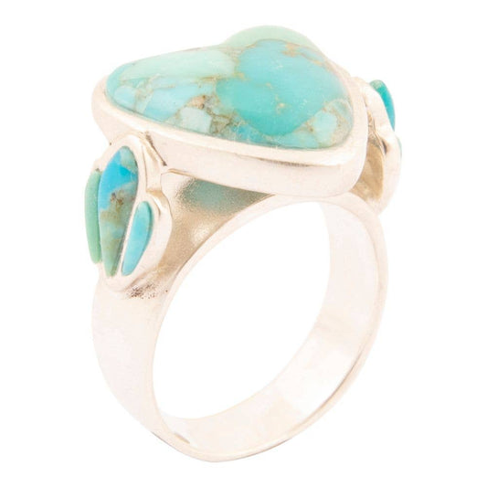 Barse Jewelry - Blue Turquoise Heart Silver Statement Ring - 9