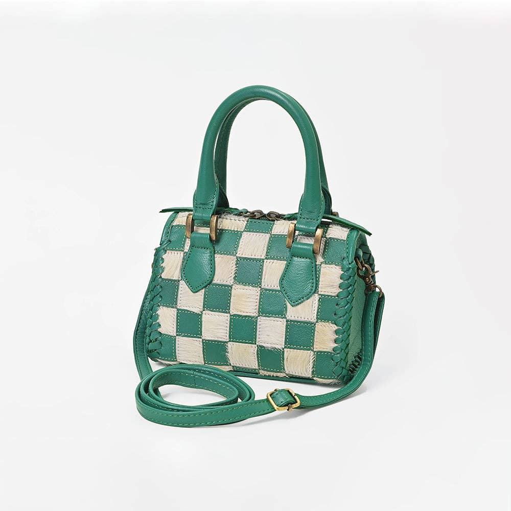 LS Western - ADBGM1087 American Darling Hair on Leather Woven Checkered Handbag