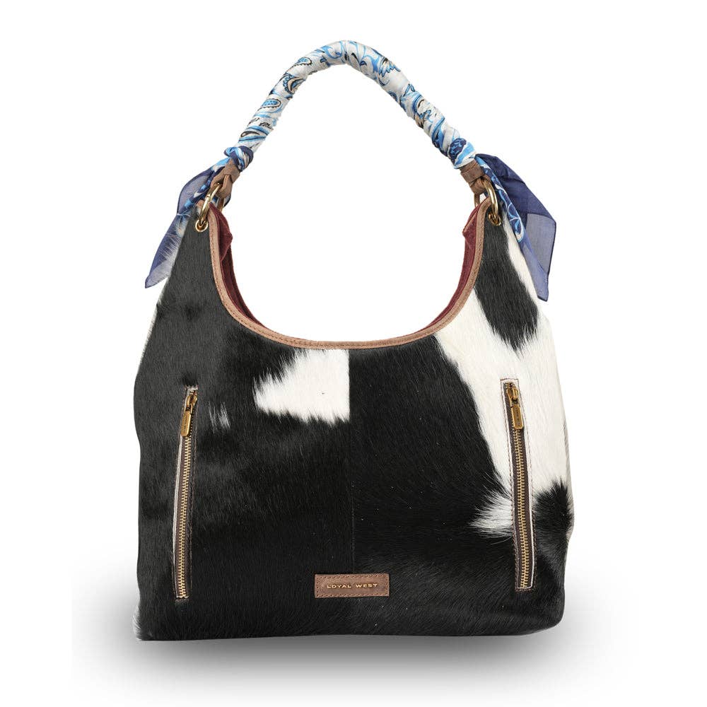 Myra Bag - LW Medium Purse - Black & White Cowhide - Black & White