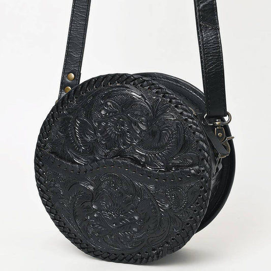 American Darling Western Leather Canteen Bag with Hand-Tooled Floral Detailing | Genuine Leather Crossbody - ADBG1461A