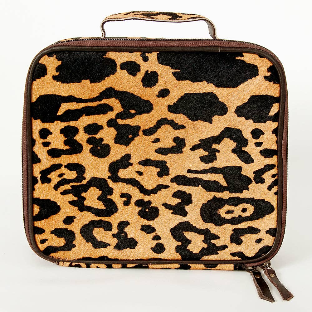 American Darling Leopard Print Cowhide Makeup Bag Travel Organizer - ADBGA226