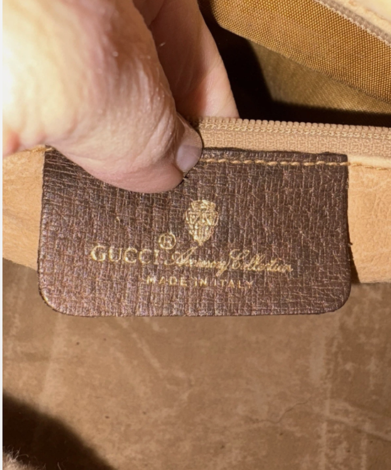 Vintage GUCCI Hand Bag Sherry Line PVC Leather Brown Boston Authentic