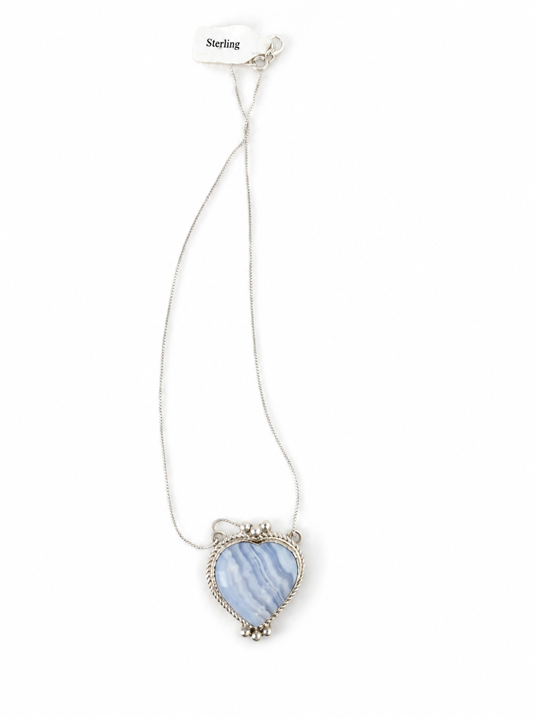 Native Blue Lace Agate heart necklace!
