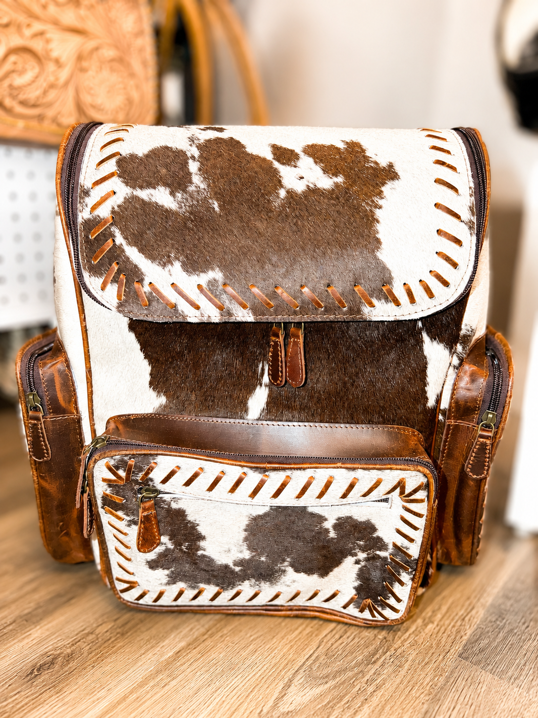 Large cowhide backpack! Cowhide and genuine leather!