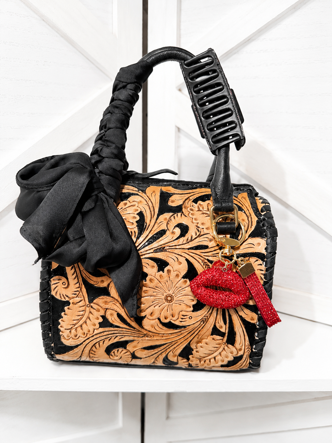 Midnight kiss small speedy handbag with accessories set!