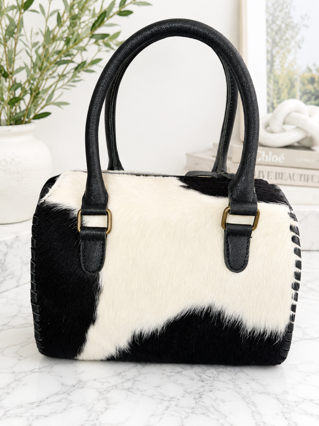 Bandit beauty- medium cowhide speedy handbag!
