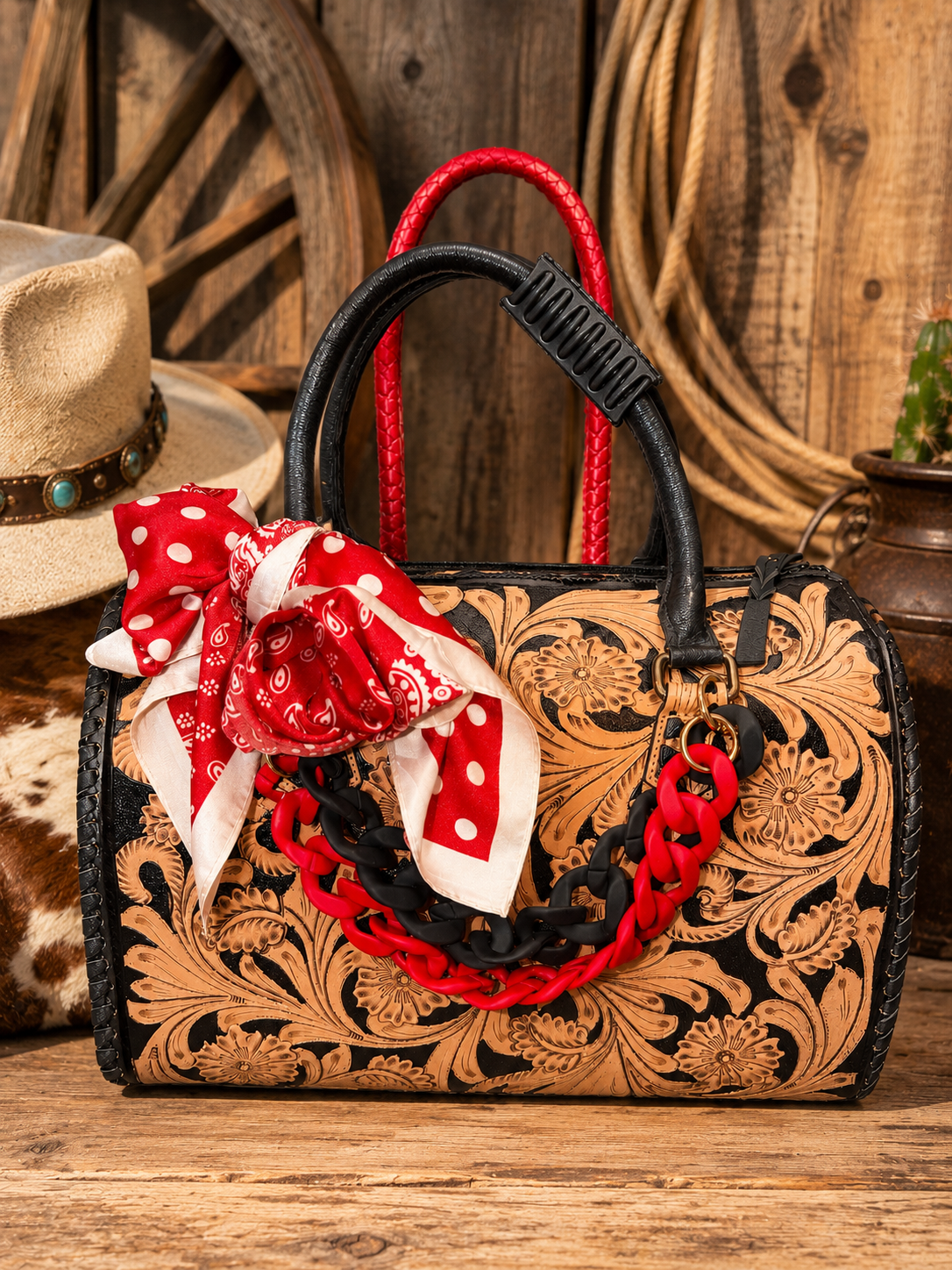 Black Cherry
♣️ large speedy handbag with three piece accessory set!