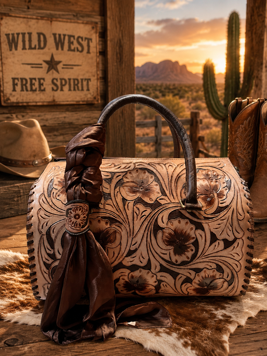 Bloom Belle large speedy handbag with wild rag and slide!