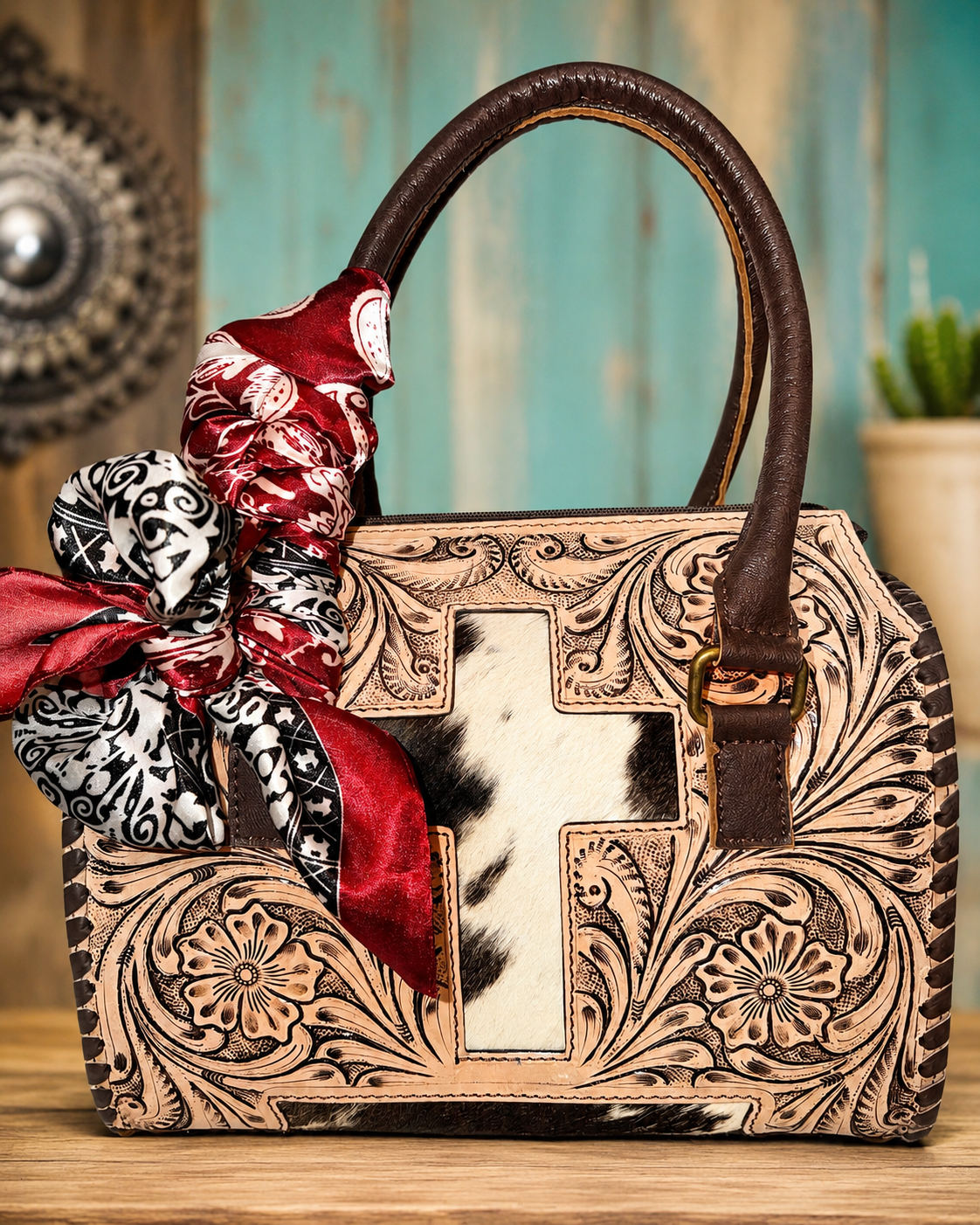 Cowgirl Grace medium speedy handbag with wild rag!