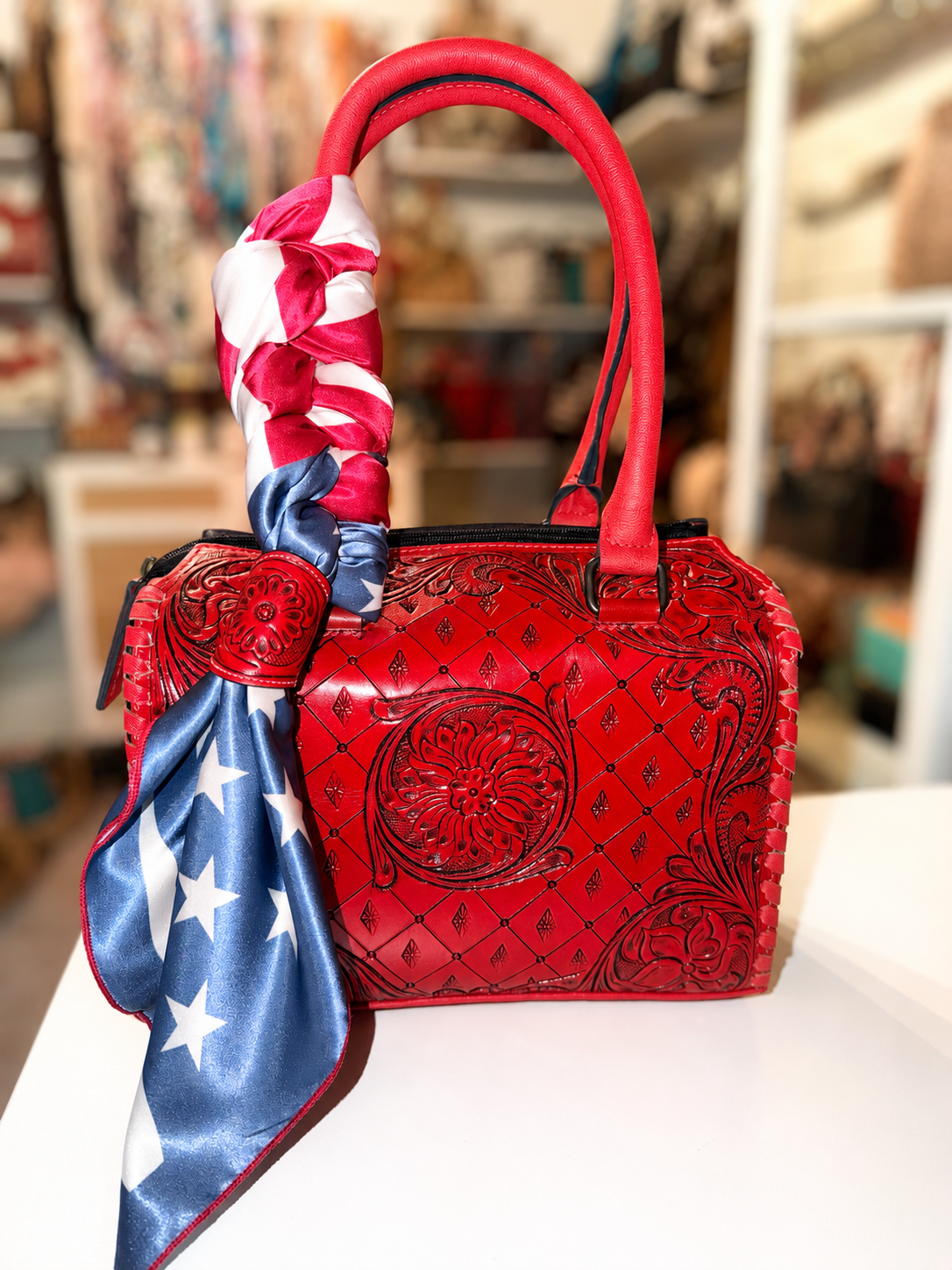 American pride medium speedy handbag with American flag wild rag and slide included!