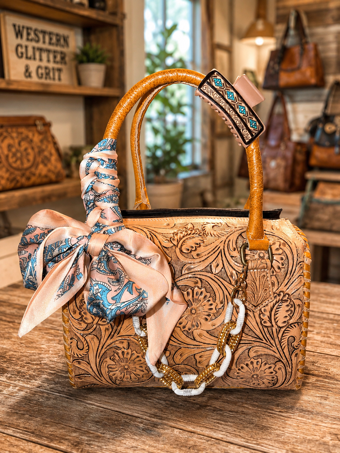 Champagne cowgirl medium speedy with accessory set included!