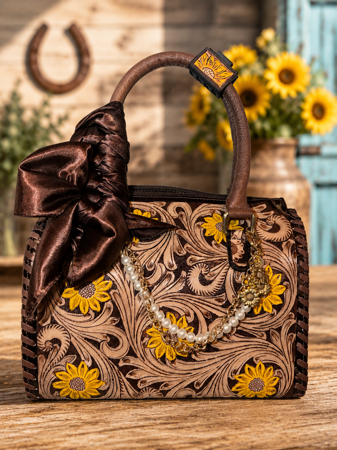 Sunflower Kiss medium speedy handbag with accessories, set included
