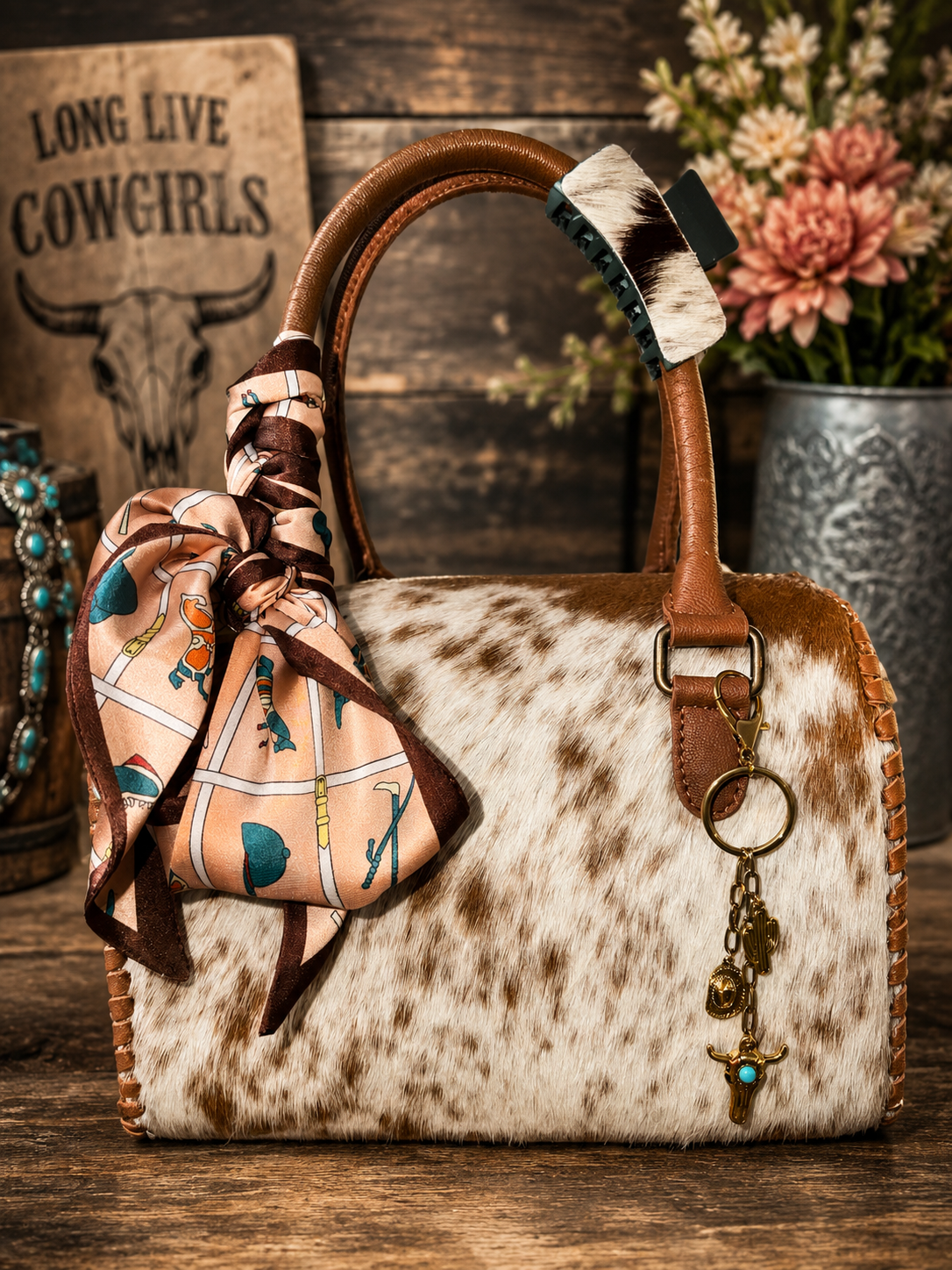 Willow whiskey medium cowhide speedy handbag with accessory set included