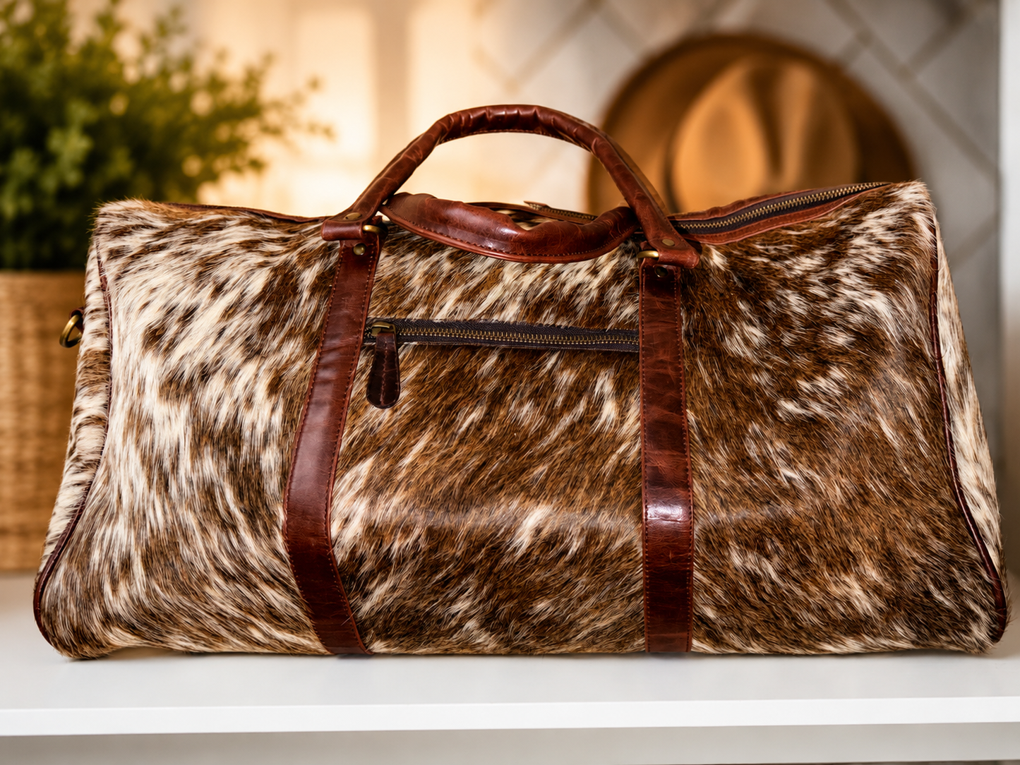 Open Range Weekender large cowhide duffel bag