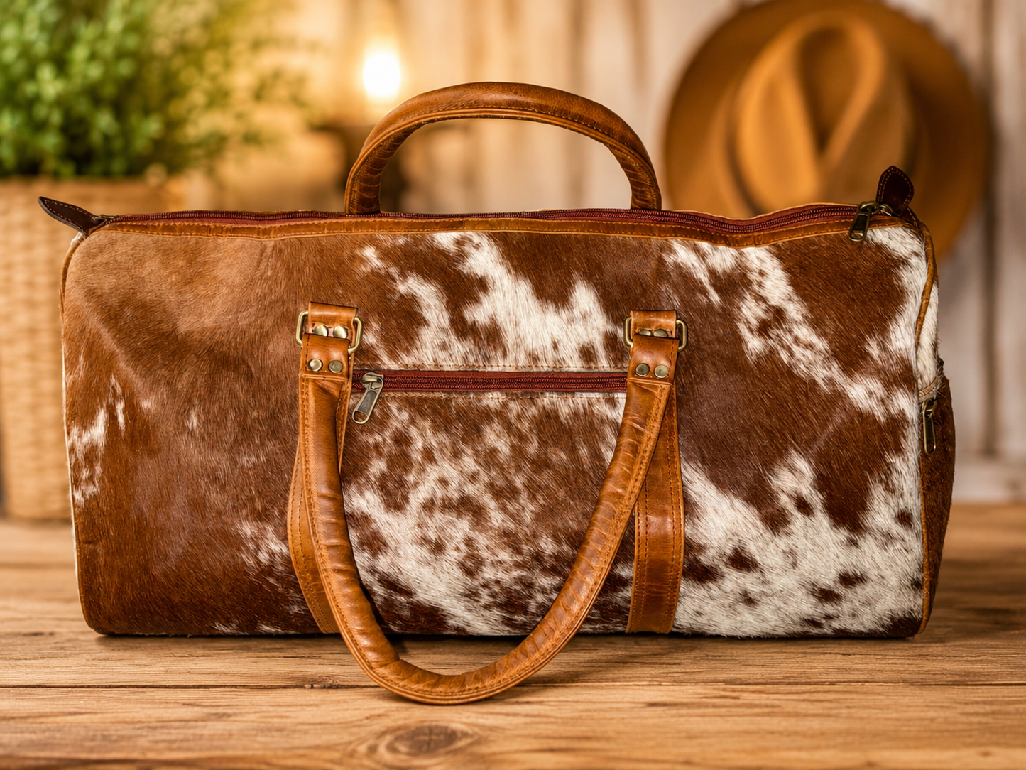 ￼ Prairie hide large cow high duffel bag