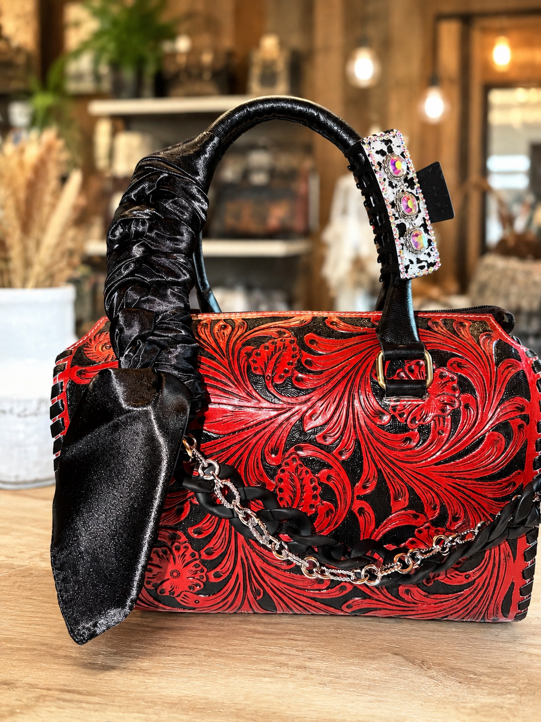 Red Rein Large speedy handbag with accessories set included!