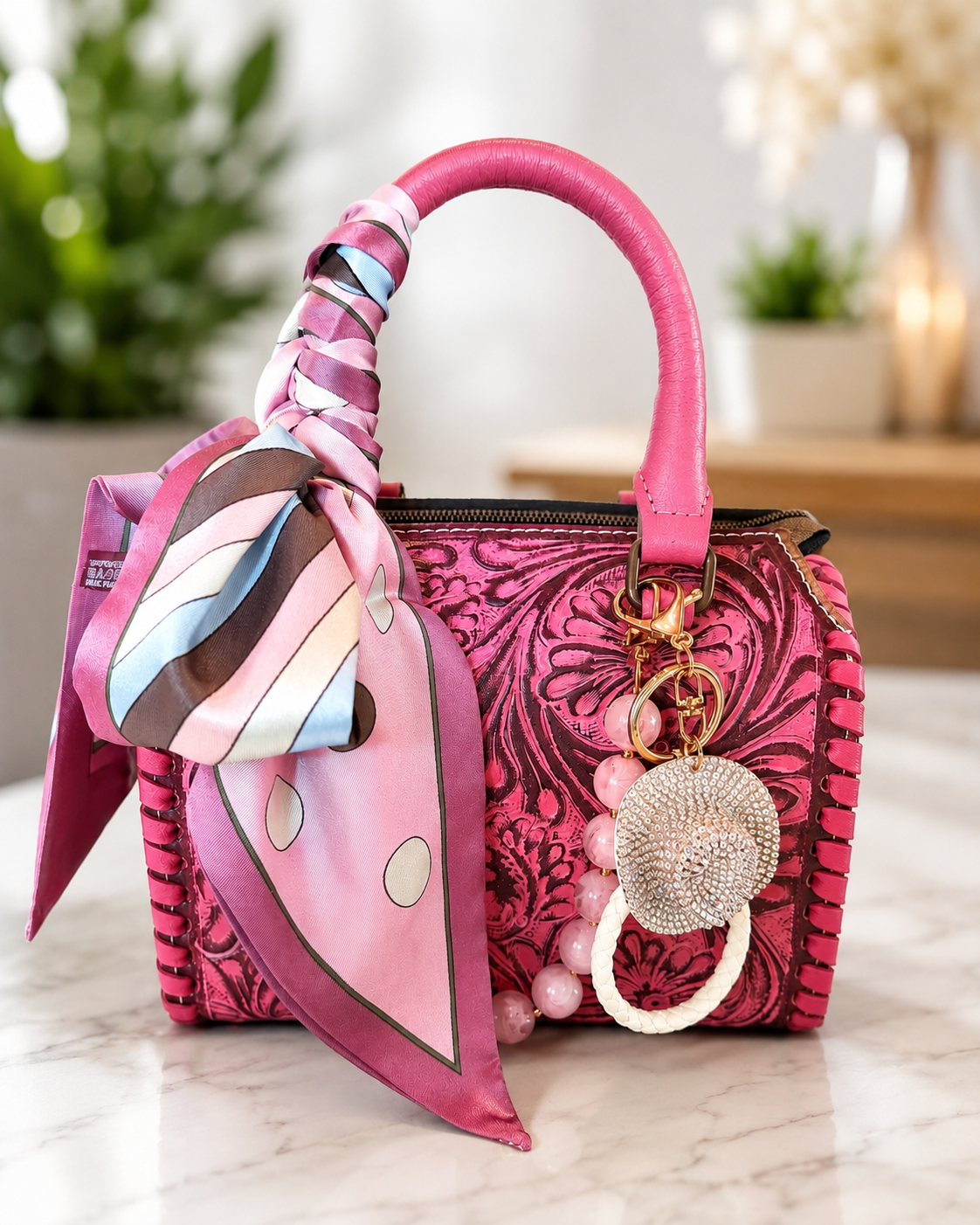 The Pink Posse small speedy handbag with accessories set included!