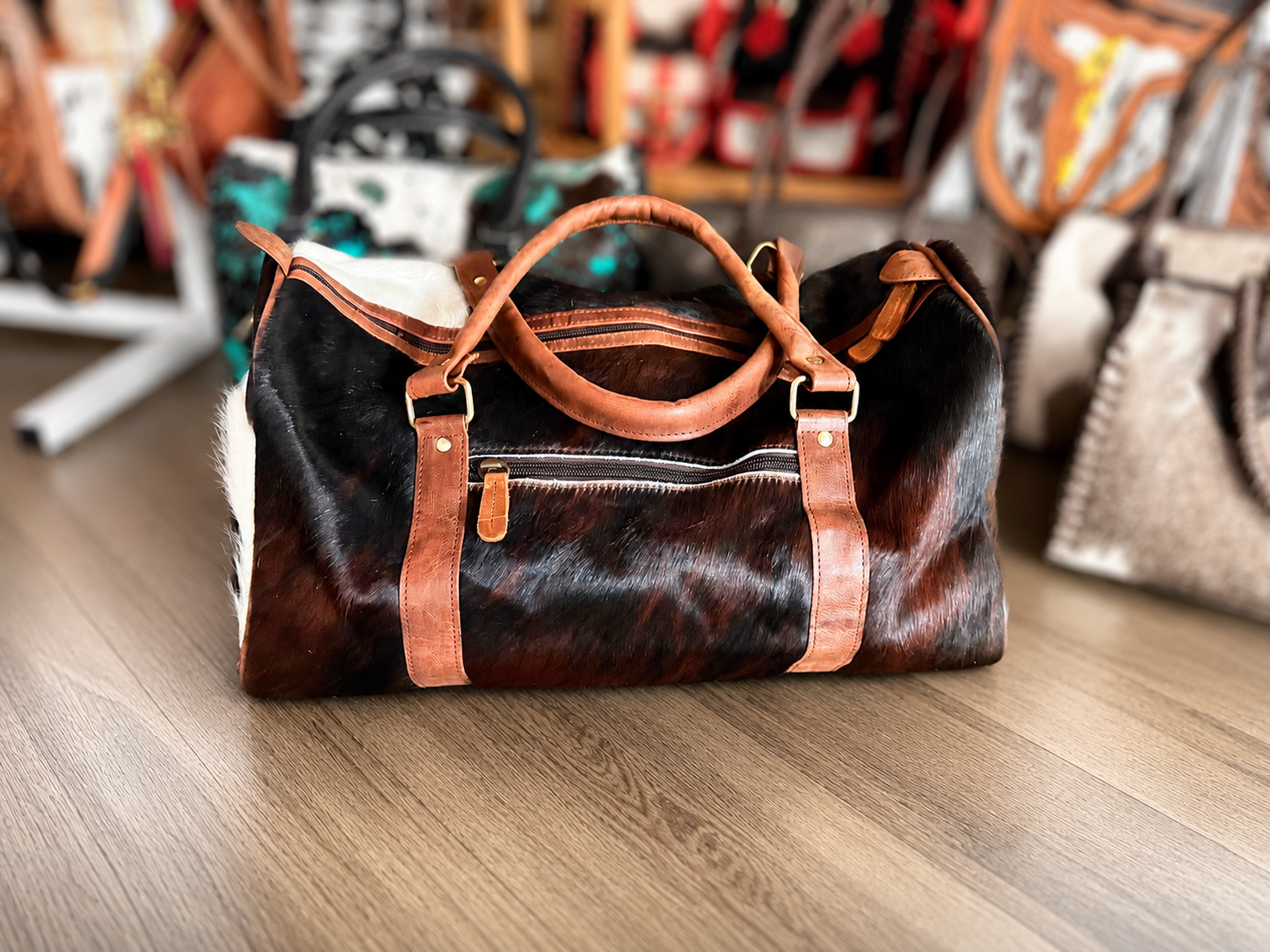 Large Cowhide duffle!