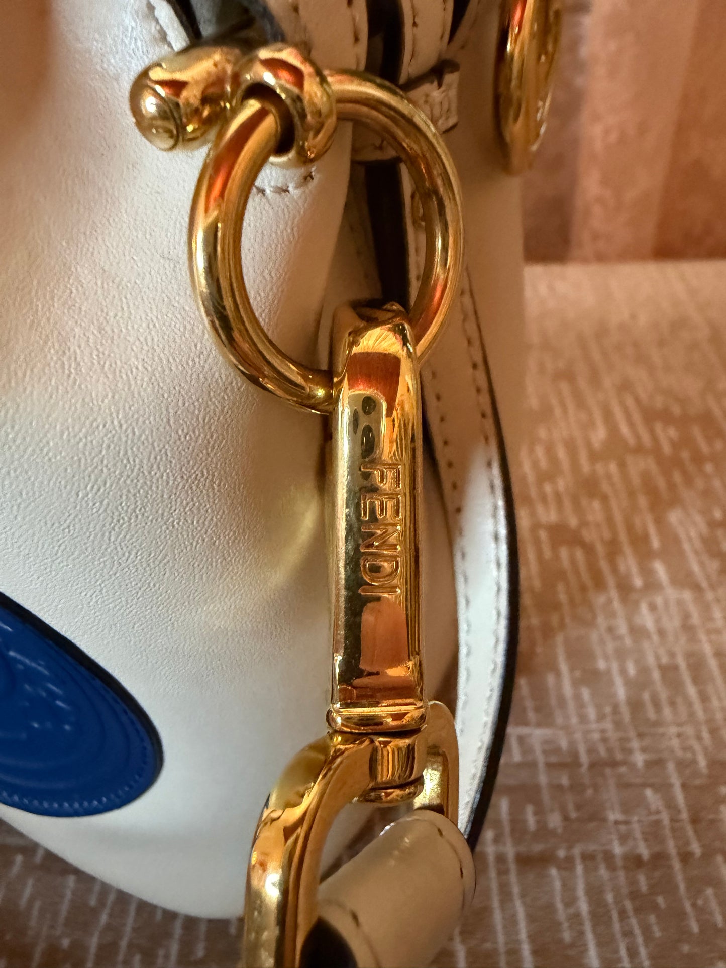 Fendi Mon Trésor Mini Leather Bucket Bag – White