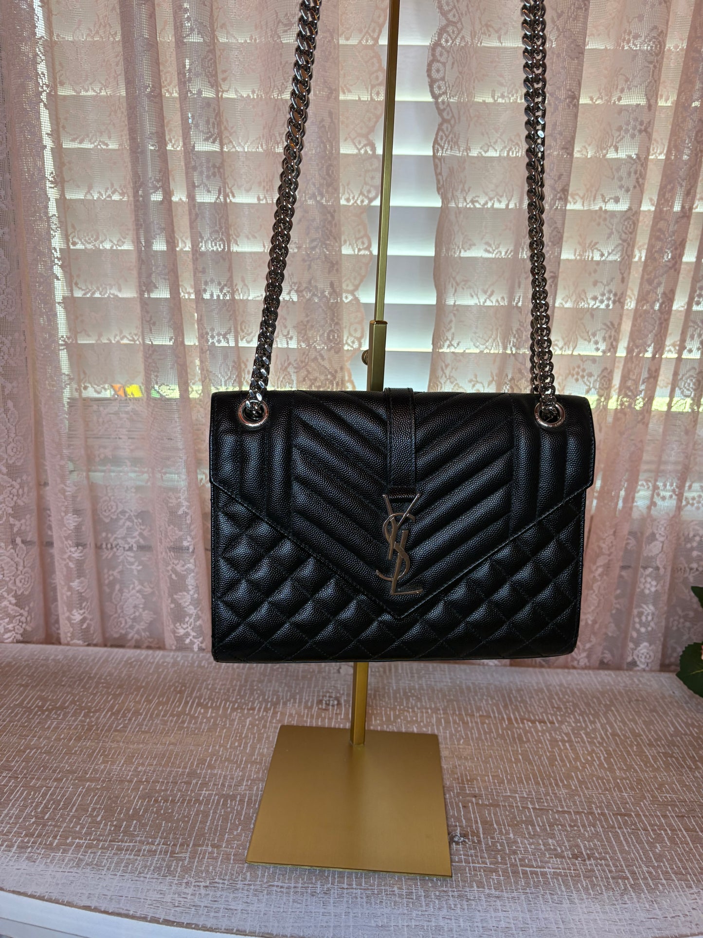 Yves Saint Laurent Envelope Mix Embossed Medium Chain Bag