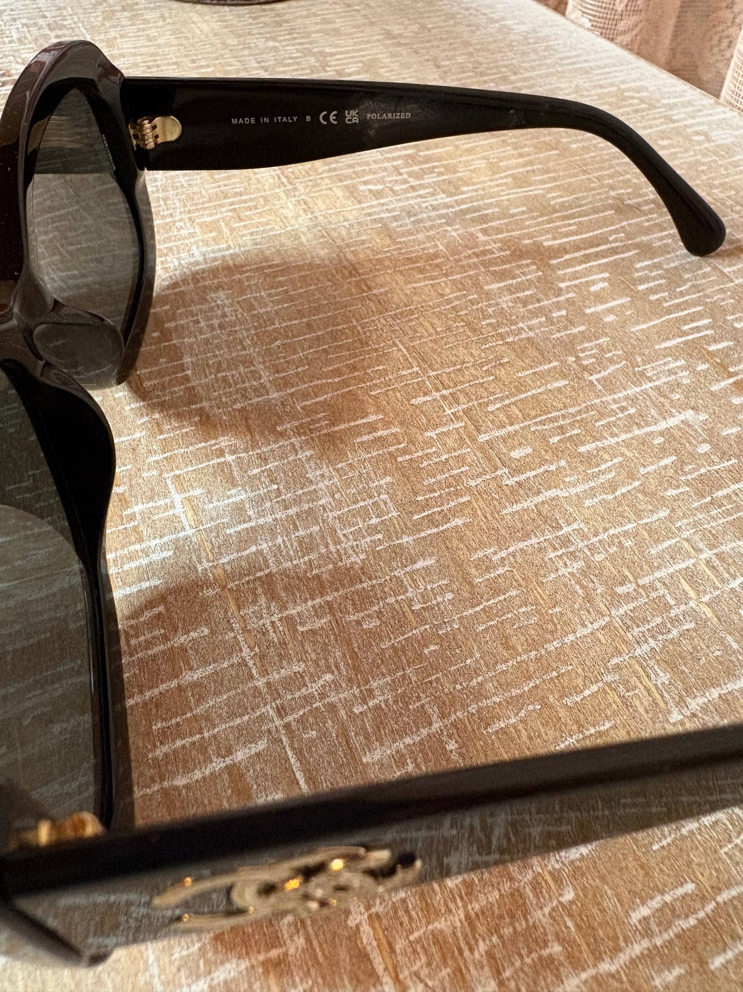 Chanel Black Acetate Sunglasses w/ Gold Tone Interlocking CC Logo