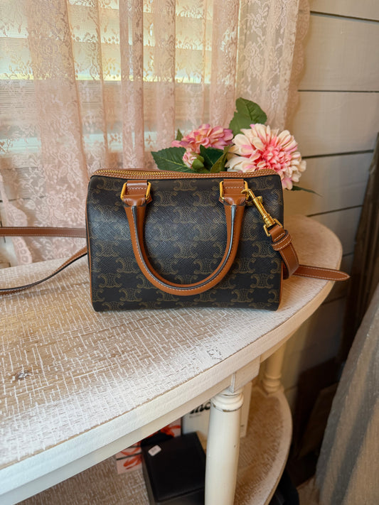 Brand New SMALL BOSTON IN TRIOMPHE CANVAS AND CALFSKIN