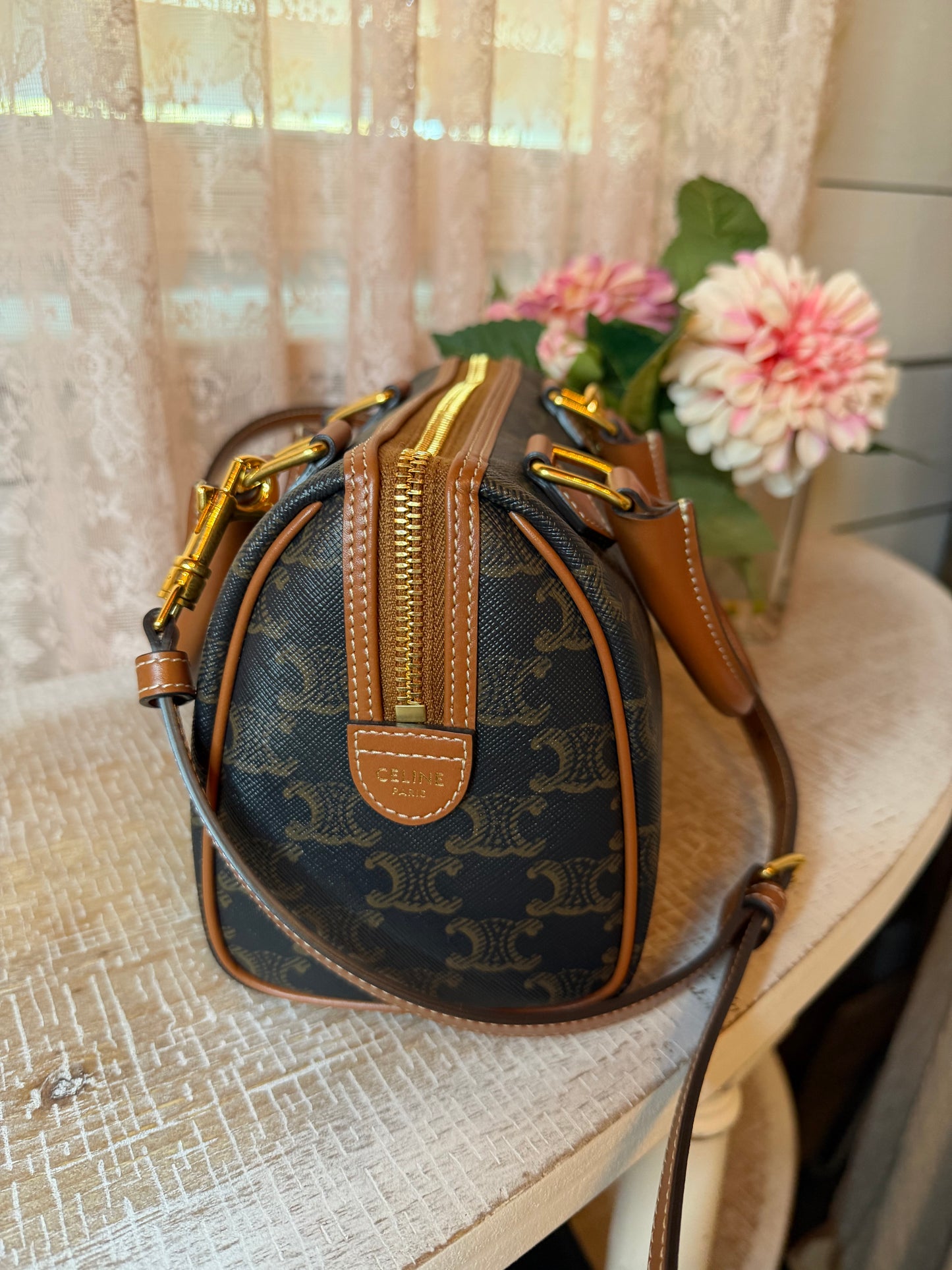 Brand New SMALL BOSTON IN TRIOMPHE CANVAS AND CALFSKIN