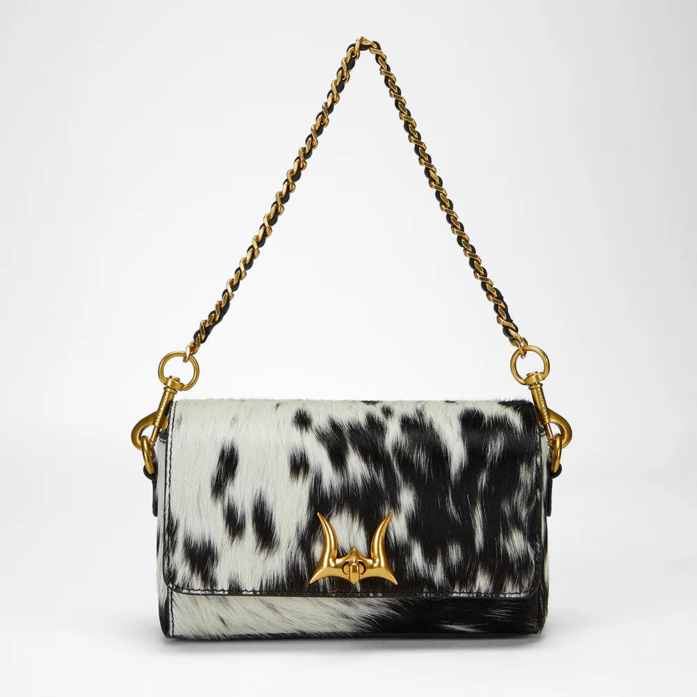 Savi Mini Bag In Black & White Cowhide