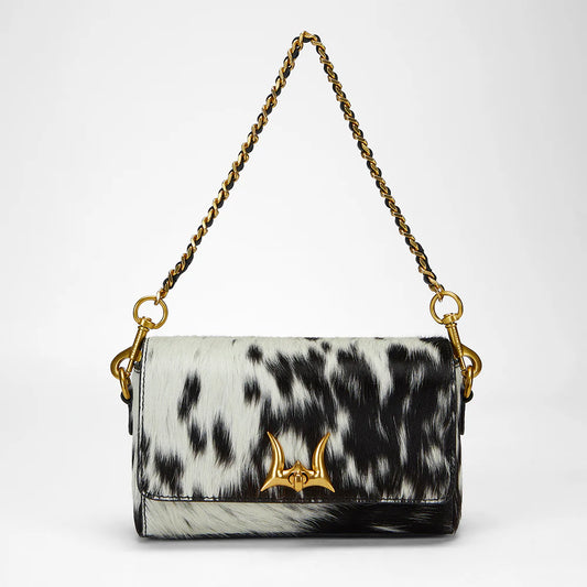 Savi Mini Bag In Black & White Cowhide