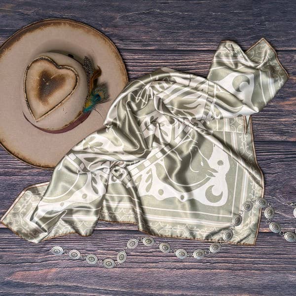 HORSES PRINT SILK WILD RAG 36X36 (Copy) - Sage/Ivory