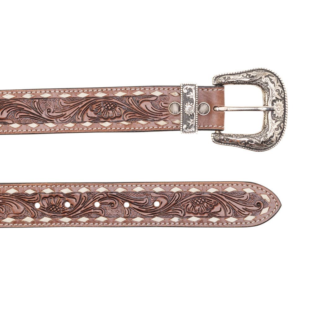 Myra Bag - Talavera Handtooled Leather Belt for Women in Ember - Ember / M