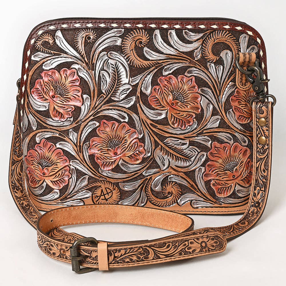 American Darling Hand Tooled Crossbody Bag | Sunflower Western Purse - ADBG1719A
