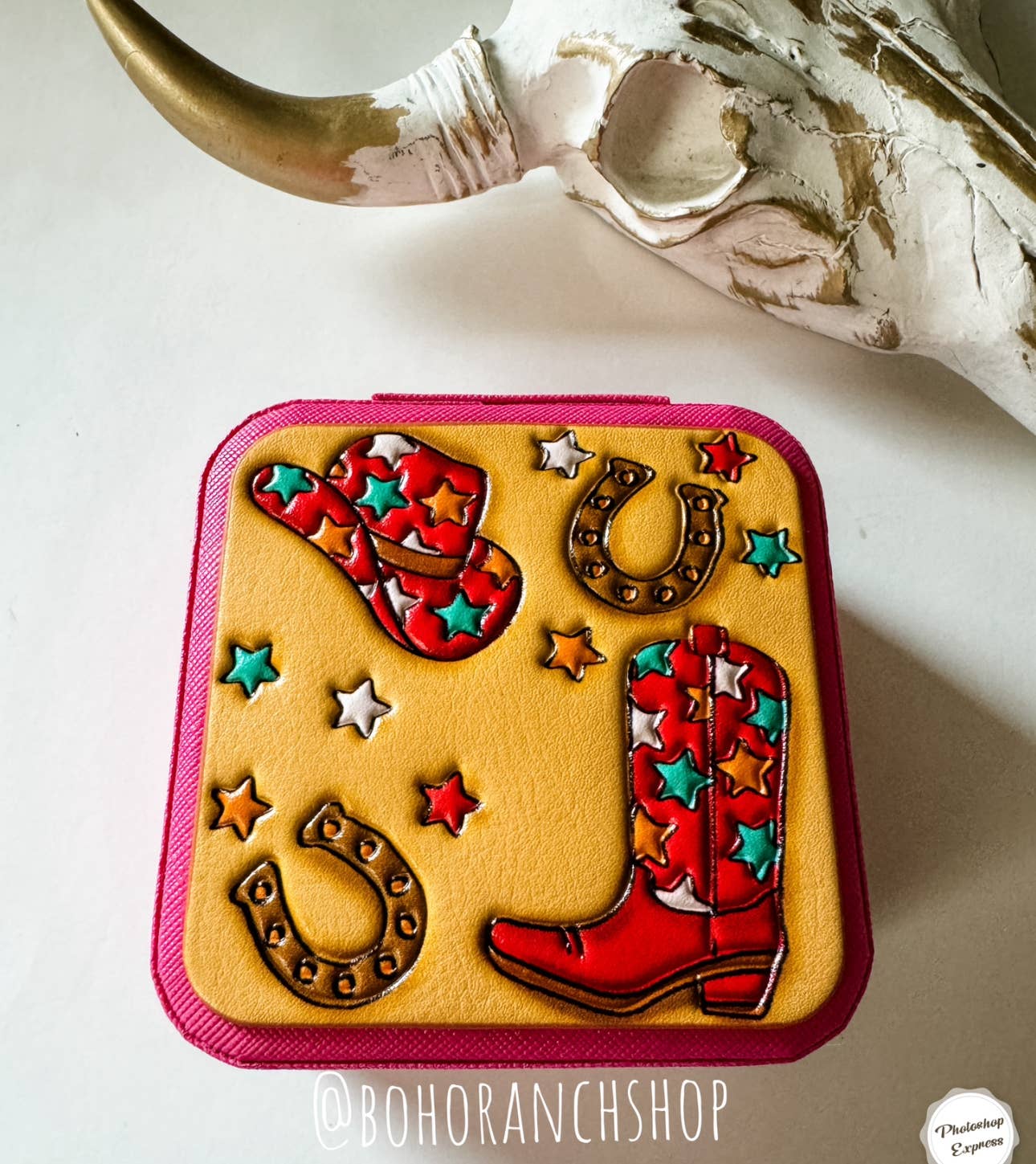 Boho Ranch Shop - Western Mini Jewelry Storage Travel Box - 4 - HOWDY