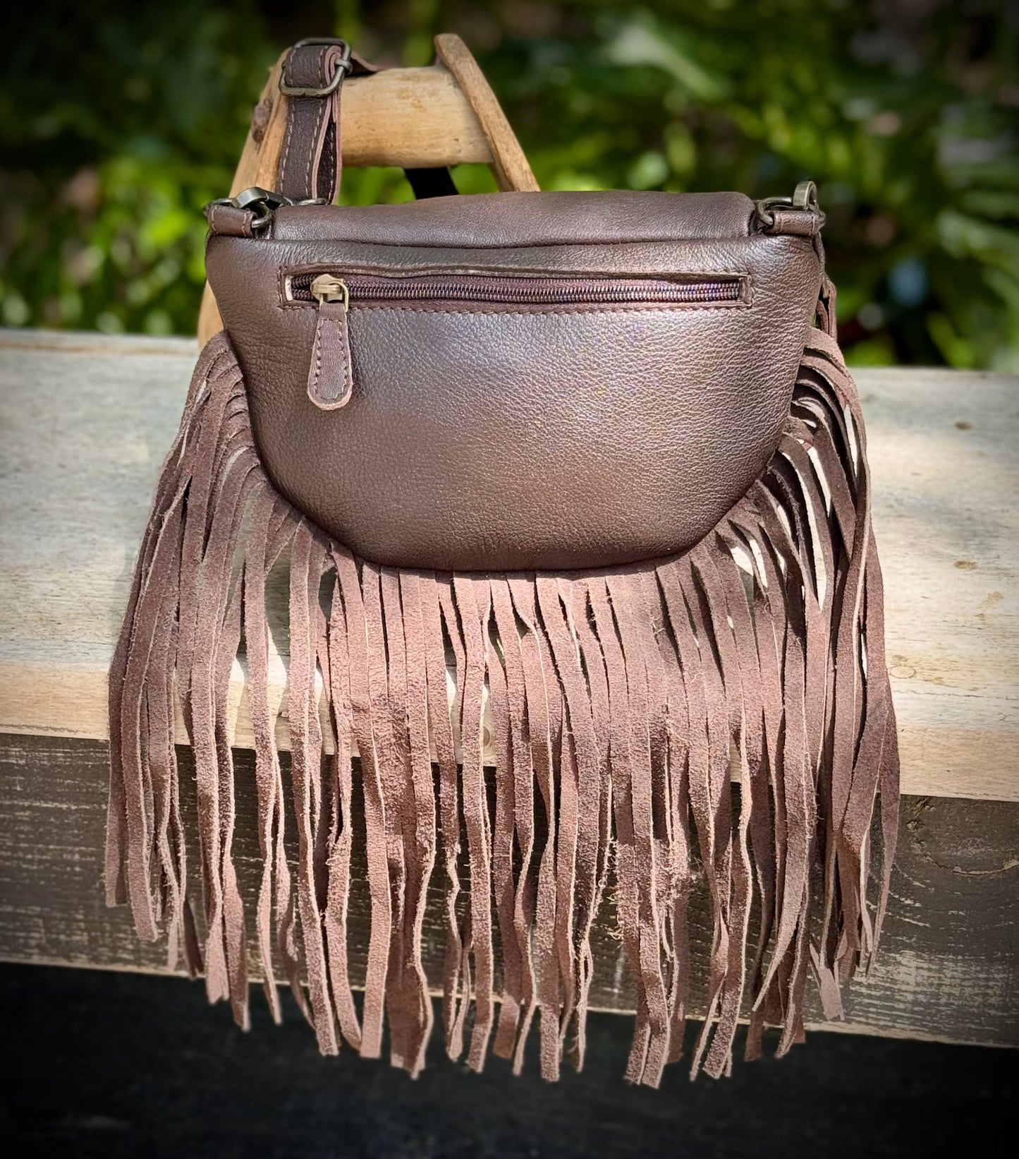 Southern Junkie Gypsy Boutique - Cowhide Leather Fanny Pack Sling Bag Highland Cow Western