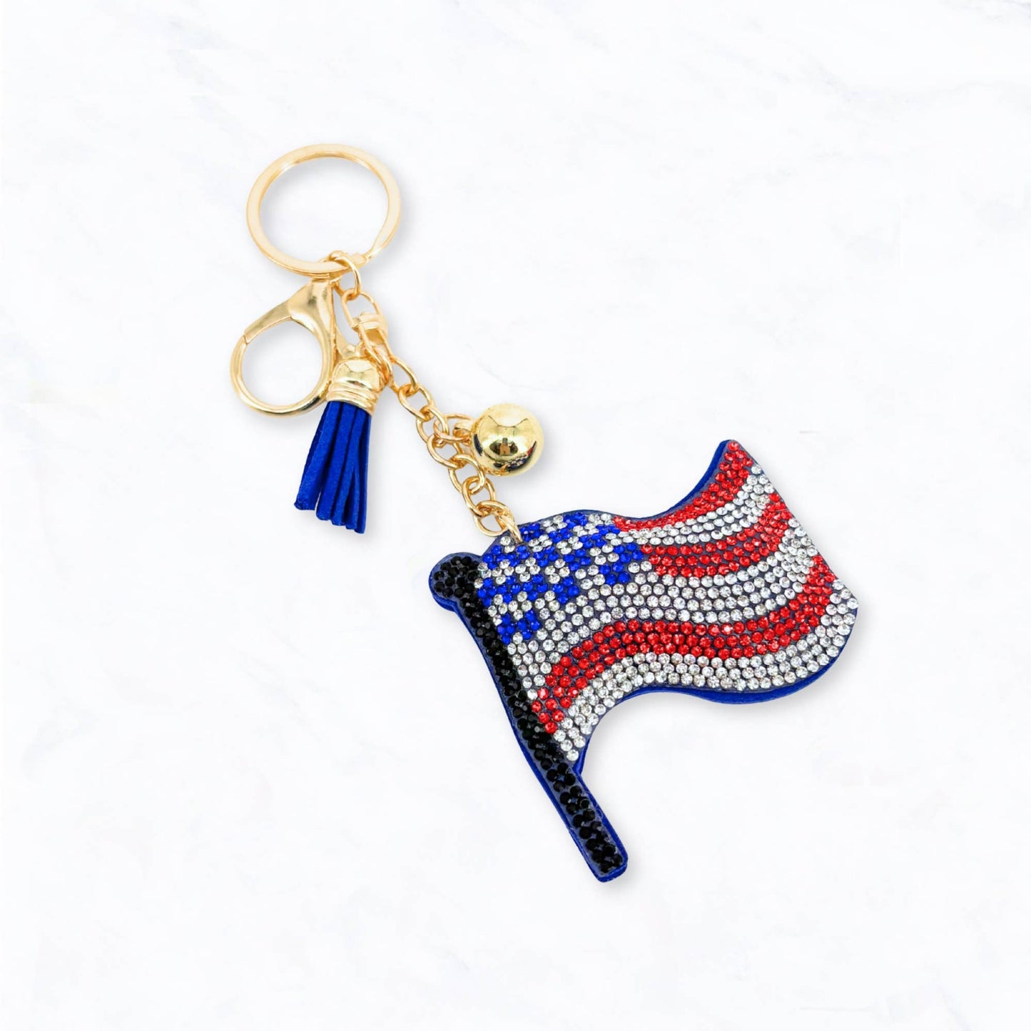 Suzie Q USA - Patriotic USA Flag Rhinestone Keychain