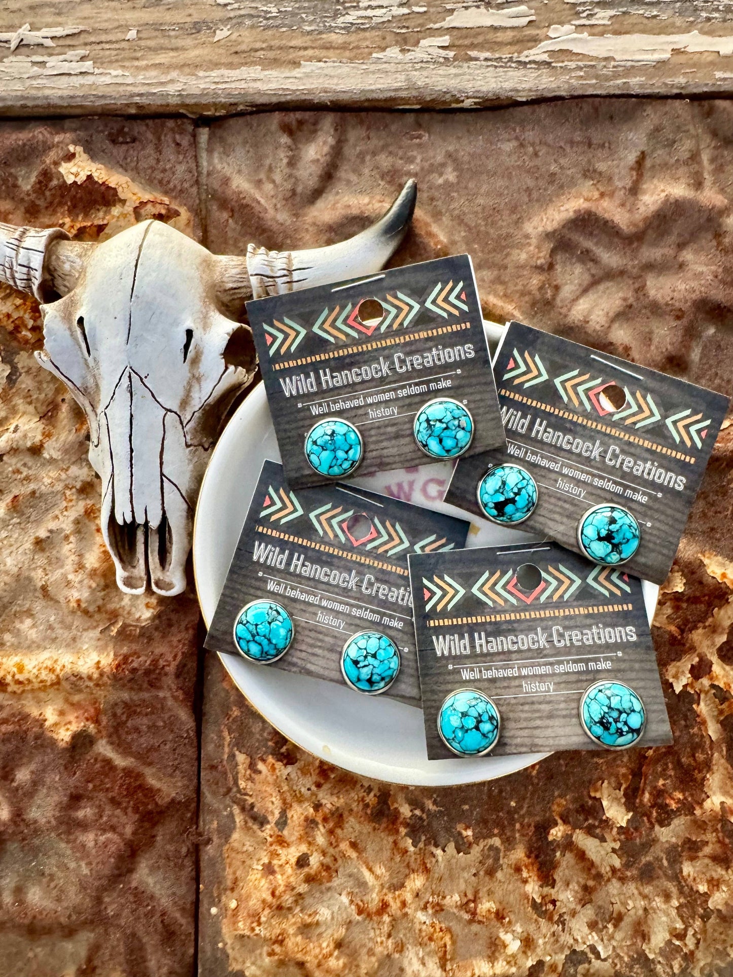Wild Hancock Creations - Real Turquoise Earrings/Turquoise Stud Earrings/Western
