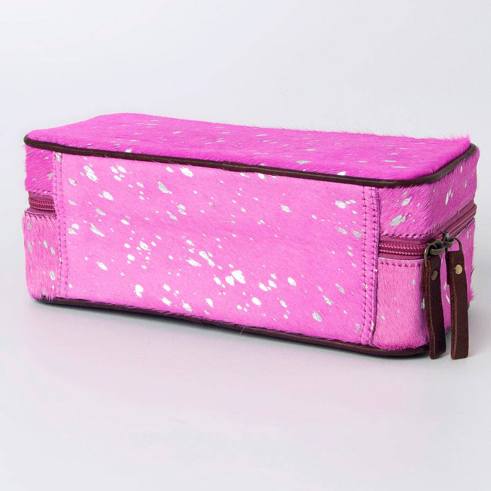 LS Western - ADBGA318 American Darling Pink Paint Splatter Hair-On Cowhide Jewelry case - ADBGA318D