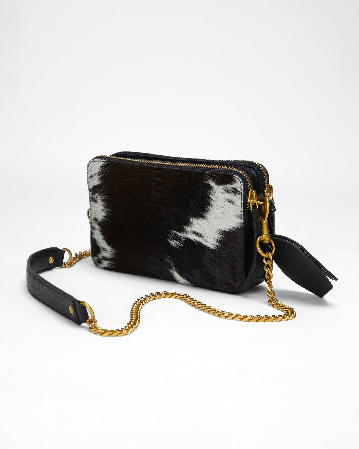 Loyal West - Shell Mini Purse In Black & White Cowhide