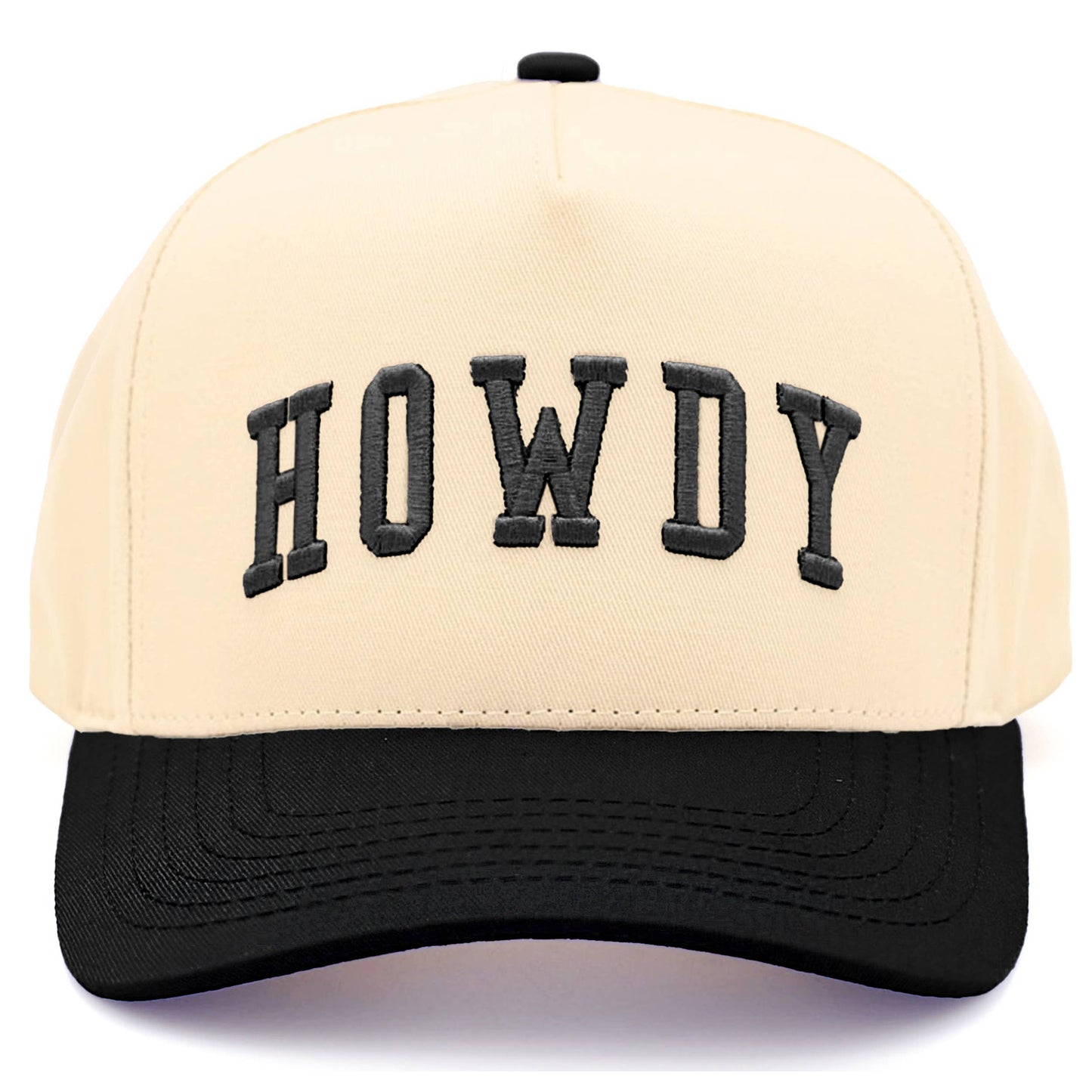 Hana - C.C HOWDY Letter Embroidered Two Tone Trucker Cap - Black