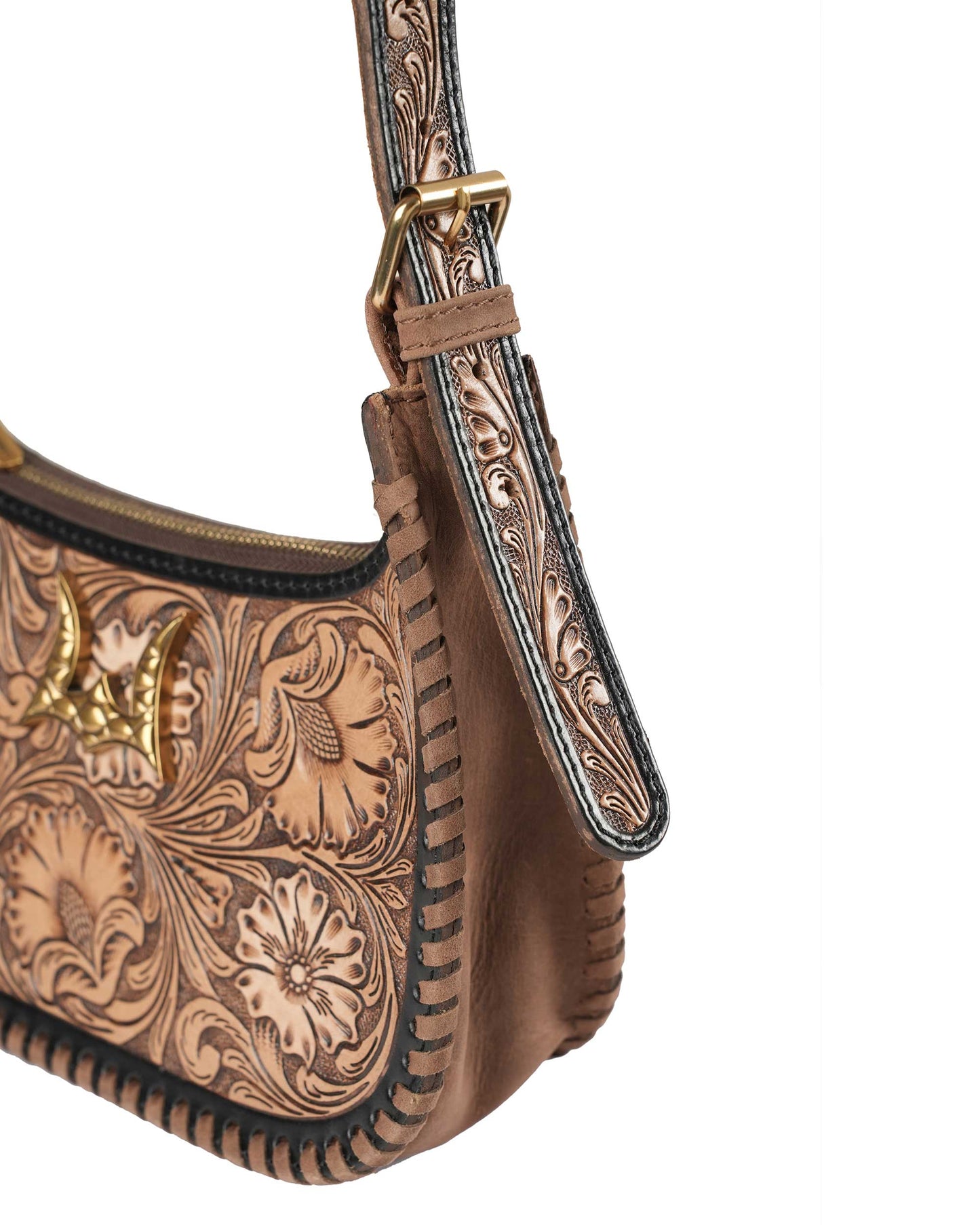 Loyal West - Handtooled Dannia Medium Purse - Distressed Brown - NaN / Distressed Brown