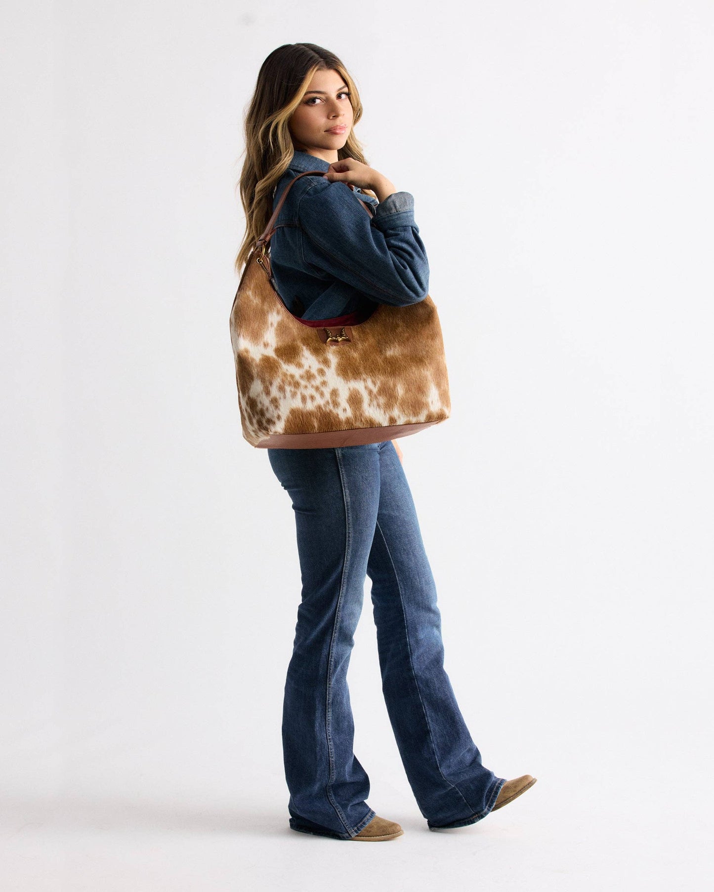 Loyal West - LW Large Purse - In Brown & White Cowhide & Calfskin - NaN / Nan / Brown & White Cowhide