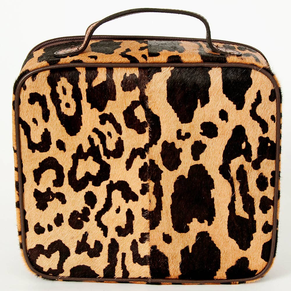 ADBGA227 American Darling Leopard Cowhide Tooled Leather Whipstitched Jewelry Case - ADBGA227