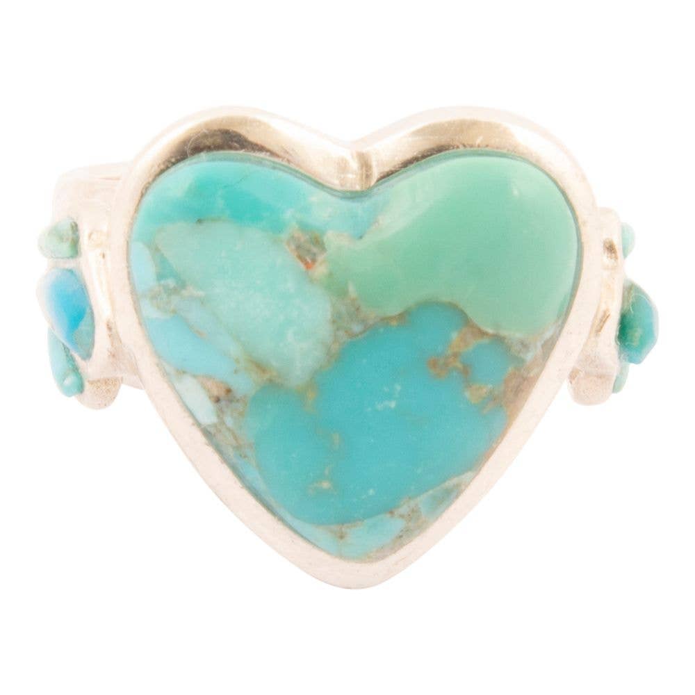 Barse Jewelry - Blue Turquoise Heart Silver Statement Ring - 9