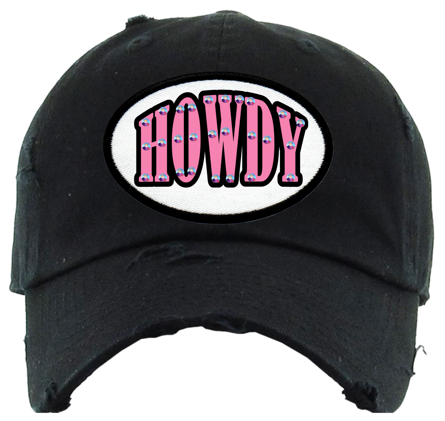 Howdy Oval Rhinestone Patch Cap  - Leopard Trucker