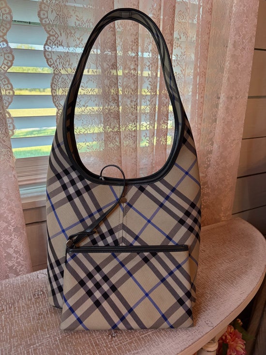 Burberry Check-Pattern Tote Bag